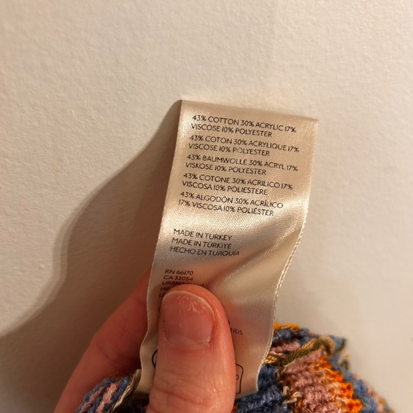 Free People Striped Crochet Long Duster Cardigan Sweater Womens XS Boho Festival - Picture 12 of 13